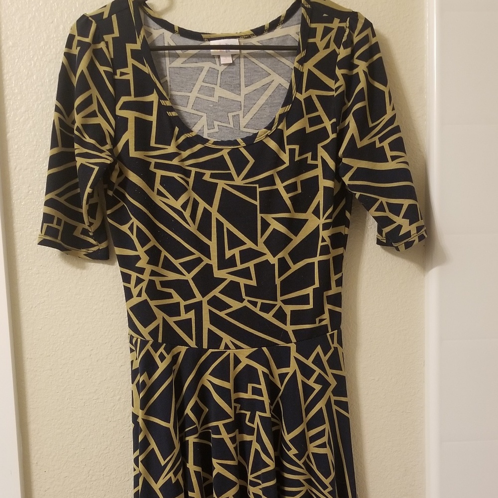 Lularoe Nicole geometric navy dress